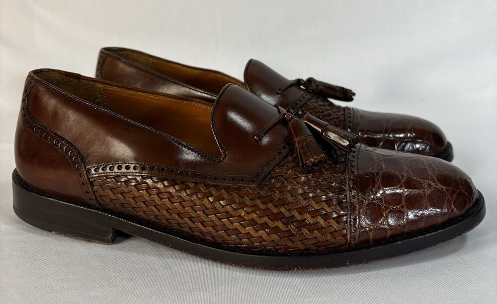 MEZLAN "CARMEL" Genuine Crocodile CAP TOE LOAFERS 8.5